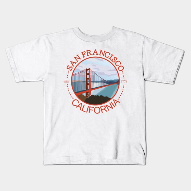 SAN FRANCISCO CALIFORNIA BADGE Kids T-Shirt by Wolfy's Studio